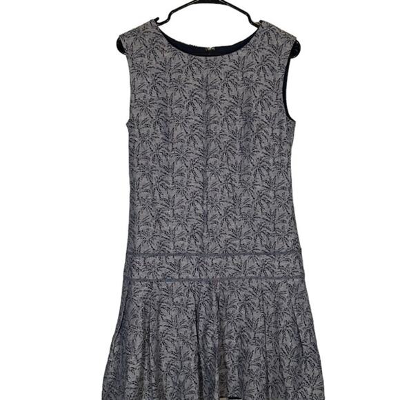 J. Crew Gray Palm Tree Cotton/Linen Blend Sleeveless Sheath Dress Women Sz 4 - Picture 1 of 11